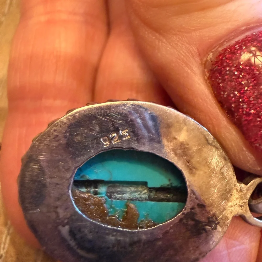 Turquoise and Sterling silver 925 Pendant Necklace - Picture 4 of 5